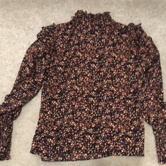 Max Studio | Floral Smocked Mock Neck Ruffled Blouse - Picture 8 of 9